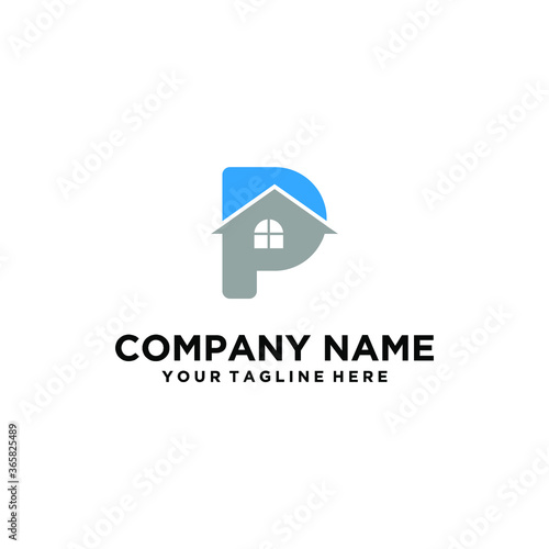 p logo home. Letter p building architecture logo flat. Real Estate logo