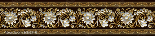 Modern vector volumetric floral stripe background.