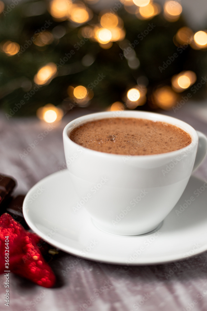 cup of coffee with christmas decoration cup of coffee with christmas decoration