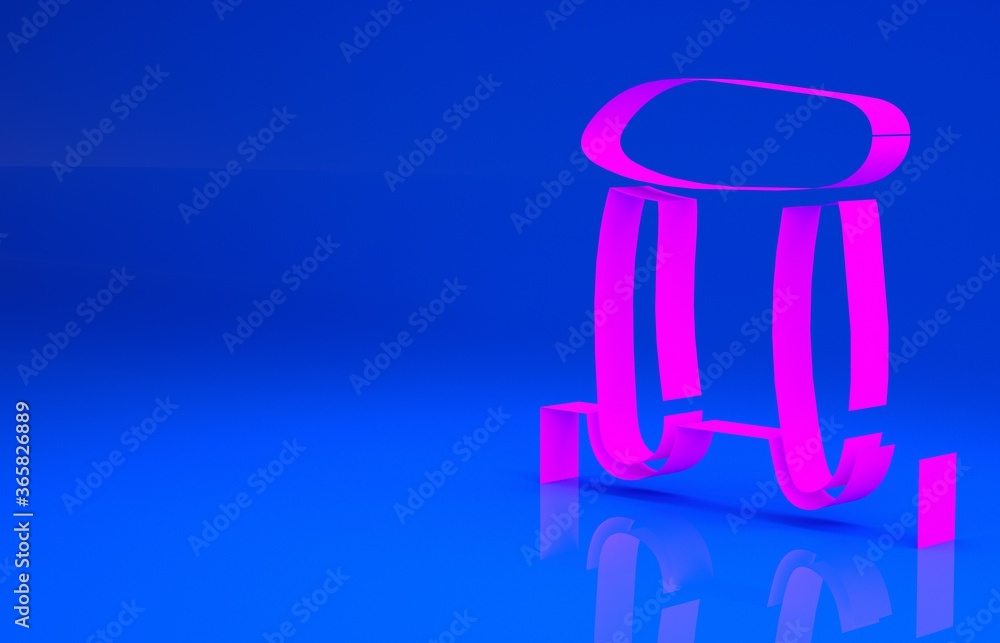Pink Stonehenge icon isolated on blue background. Minimalism concept. 3d illustration. 3D render..