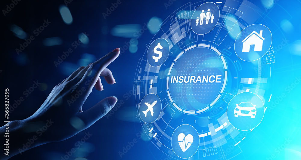 Insurance, health family car money travel Insurtech concept on virtual screen. Insurance, health family car money travel Insurtech concept on virtual screen.