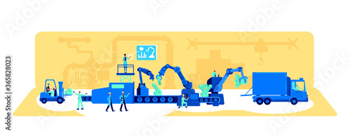 Factory production process flat concept vector illustration