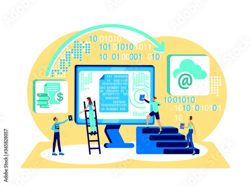 Data cloud storage flat concept vector illustration