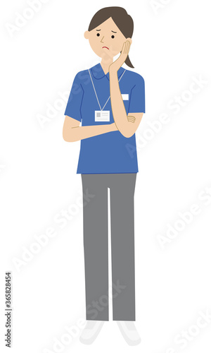 Care staff pose vector illustration