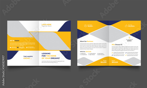 Professional Real Estate Bi fold Brochure , cover,  leaflet, flyer, design template.