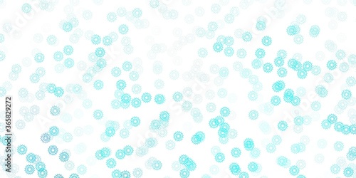 Light blue vector doodle texture with flowers.