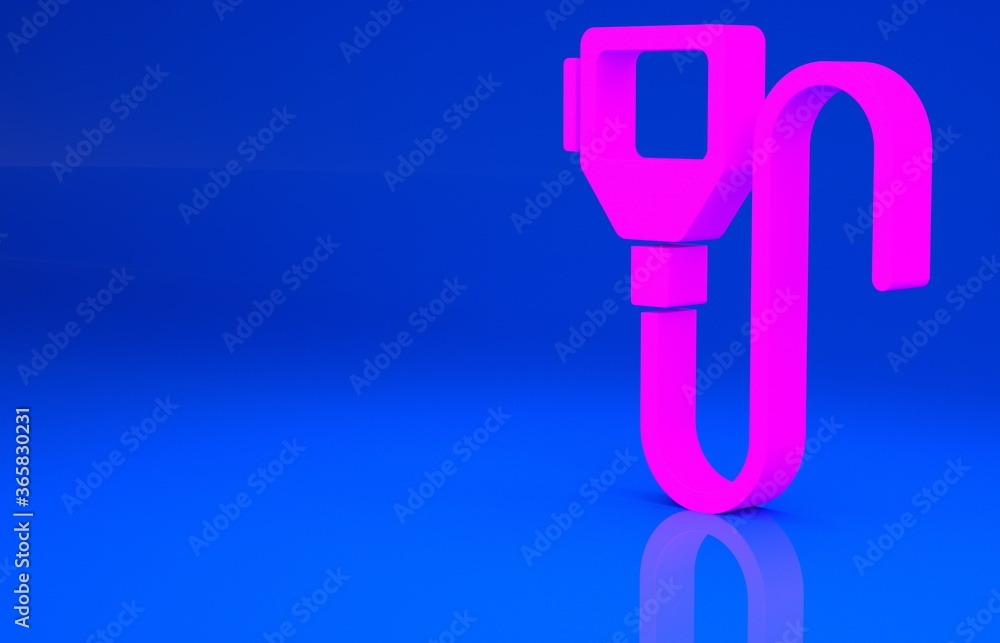 Pink Walkie talkie icon isolated on blue background. Portable radio transmitter icon. Radio transceiver sign. Minimalism concept. 3d illustration. 3D render.. Pink Walkie talkie icon isolated on blue background. Portable radio transmitter icon. Radio transceiver sign. Minimalism concept. 3d illustration. 3D render..