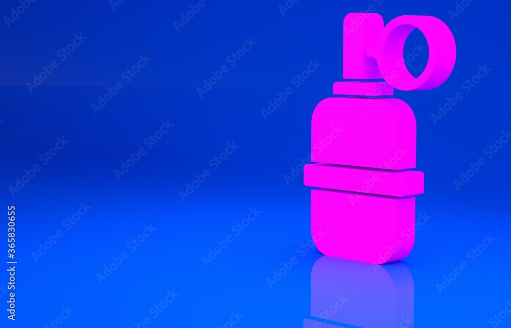Pink Hand grenade icon isolated on blue background. Bomb explosion. Minimalism concept. 3d illustration. 3D render.. Pink Hand grenade icon isolated on blue background. Bomb explosion. Minimalism concept. 3d illustration. 3D render..