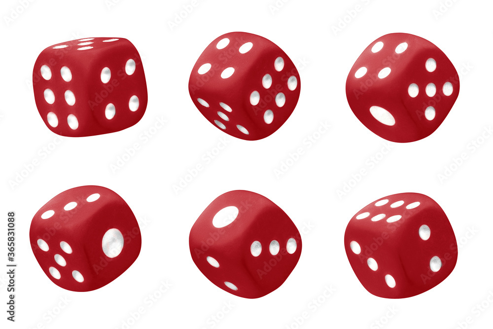 Red dices set, isolated on white background Red dices set, isolated on white background