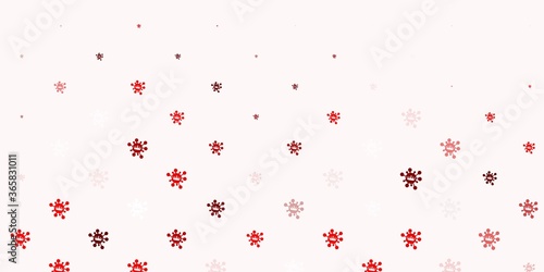 Light red vector backdrop with virus symbols.