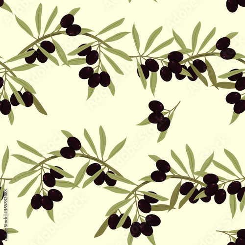 Seamless pattern with olive branches