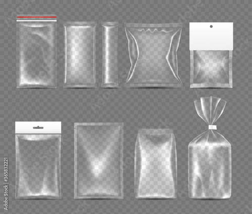 Realistic Detailed 3d Plastic Package Set. Vector
