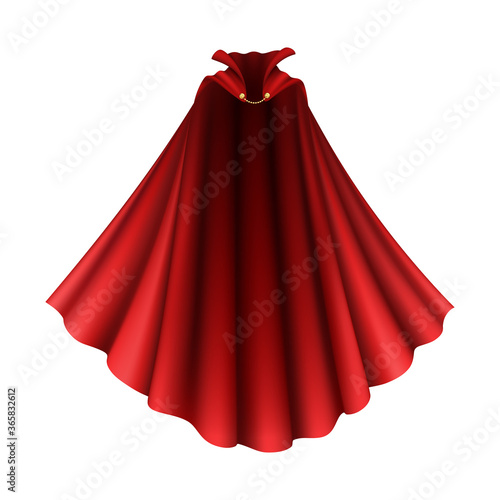 Realistic Detailed 3d Superhero Red Cape. Vector
