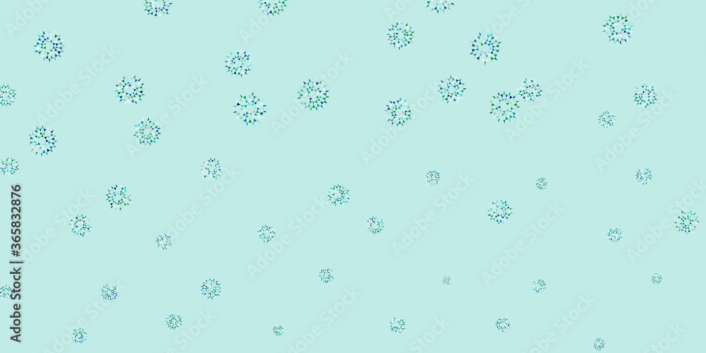Light blue, green vector doodle pattern with flowers.