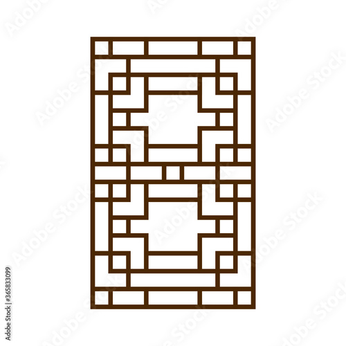 The traditional Window,door,wall,and fence on white background. Vector illustration
