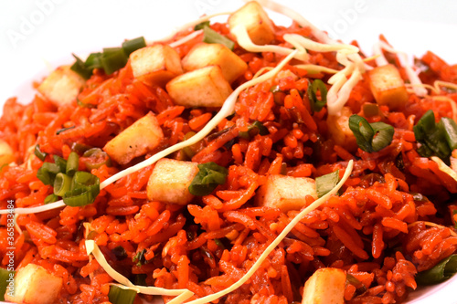 Wallpaper Mural Schezwan paneer fried rice with schezwan sauce,Chinese fried rice with paneer,garnished with spring onion and cabbage Torontodigital.ca