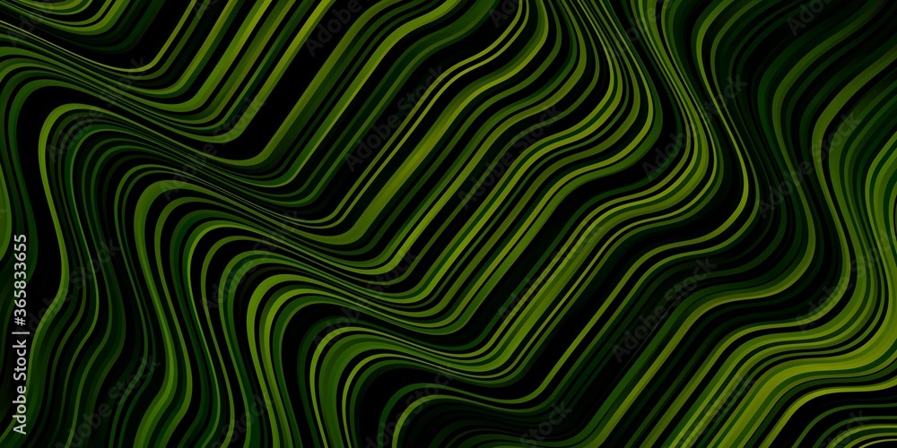 Dark Green, Yellow vector background with curved lines. Colorful illustration with curved lines. Pattern for ads, commercials.