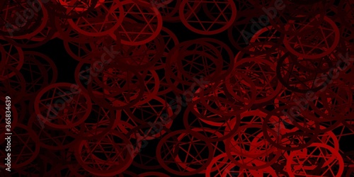 Dark Red vector texture with religion symbols.