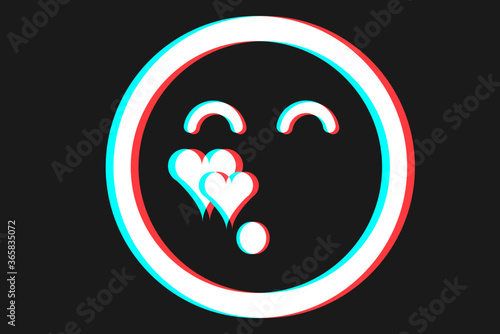 Smile icon Vector illustration in blue red and white colors