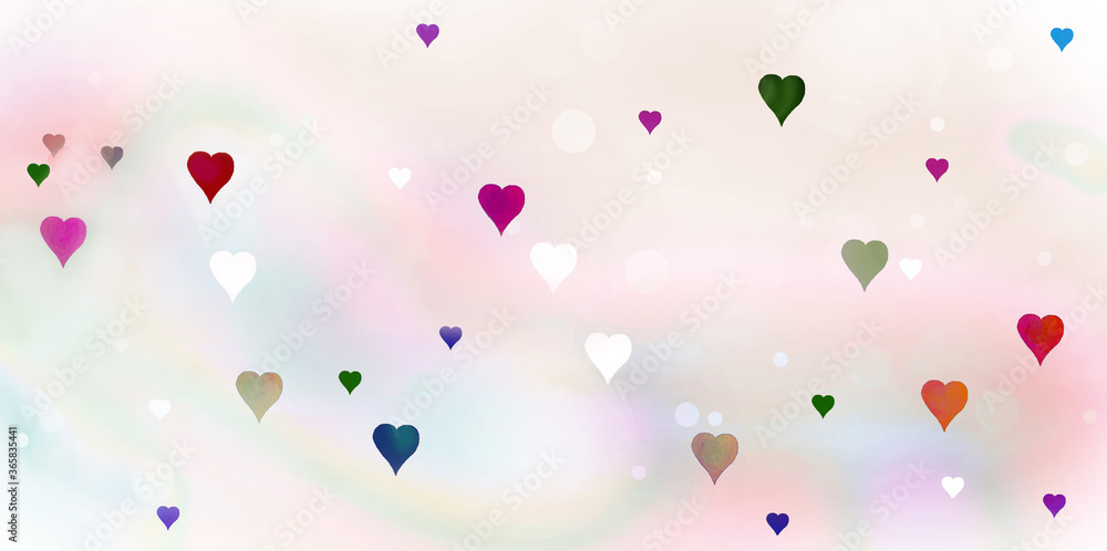 Illustration banner with warm colored hearts