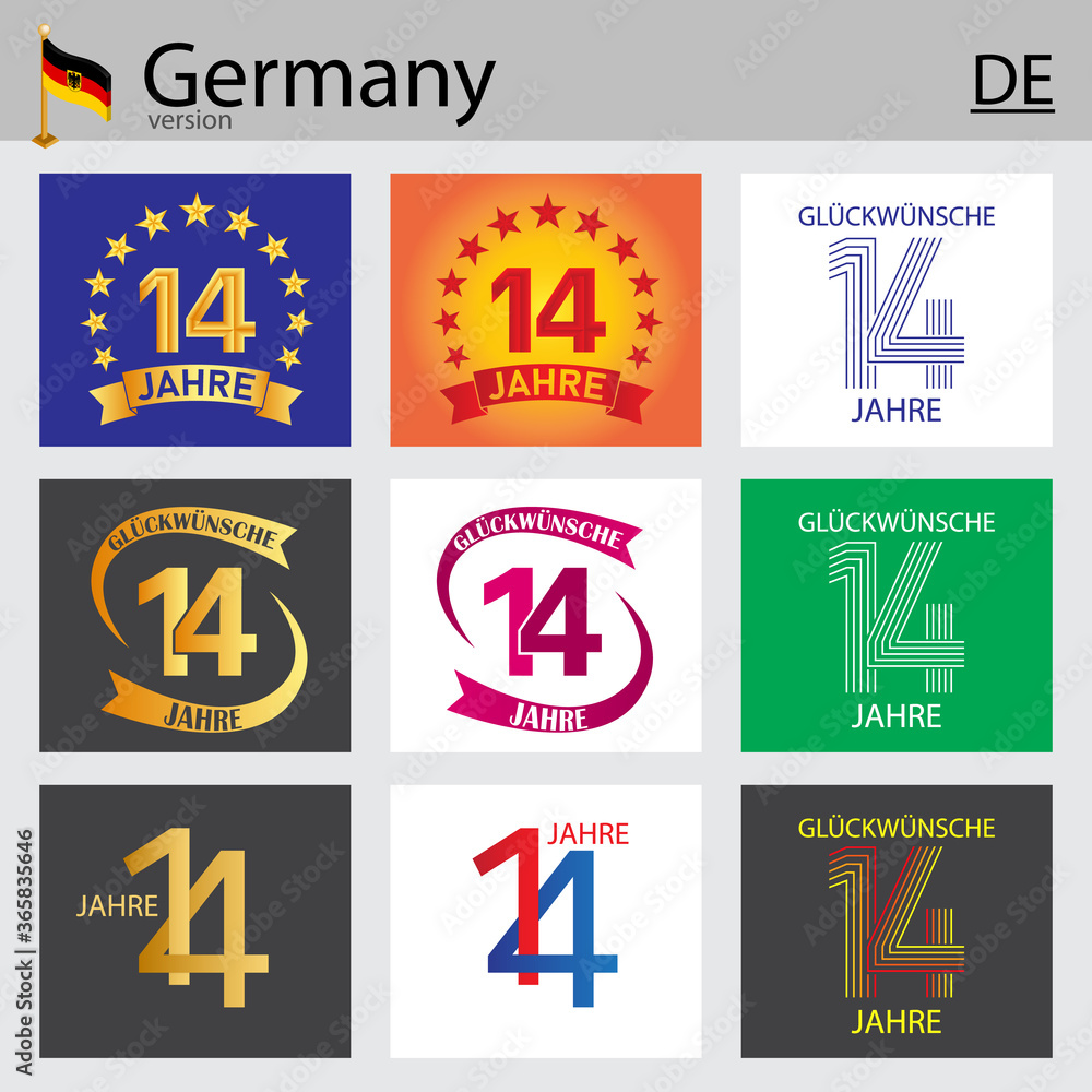 German set of number 14 templates