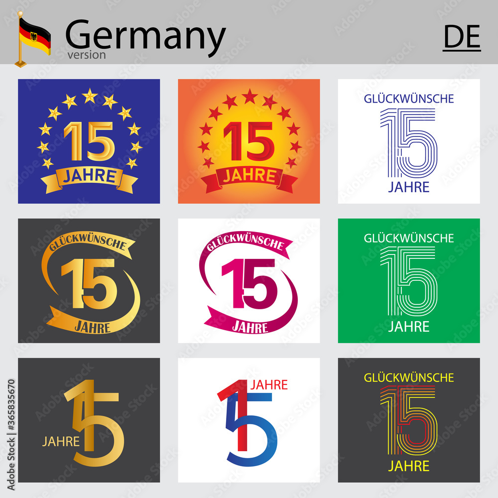 German set of number 15 templates