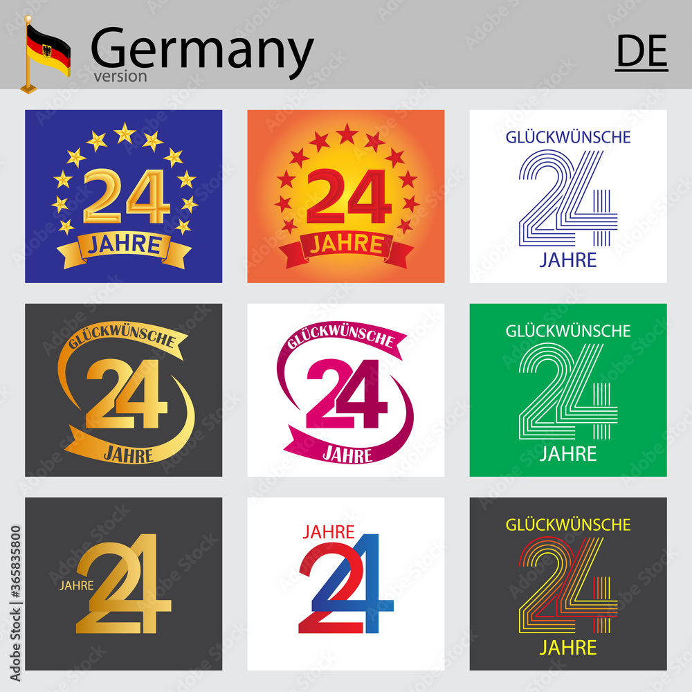 German set of number 24 templates