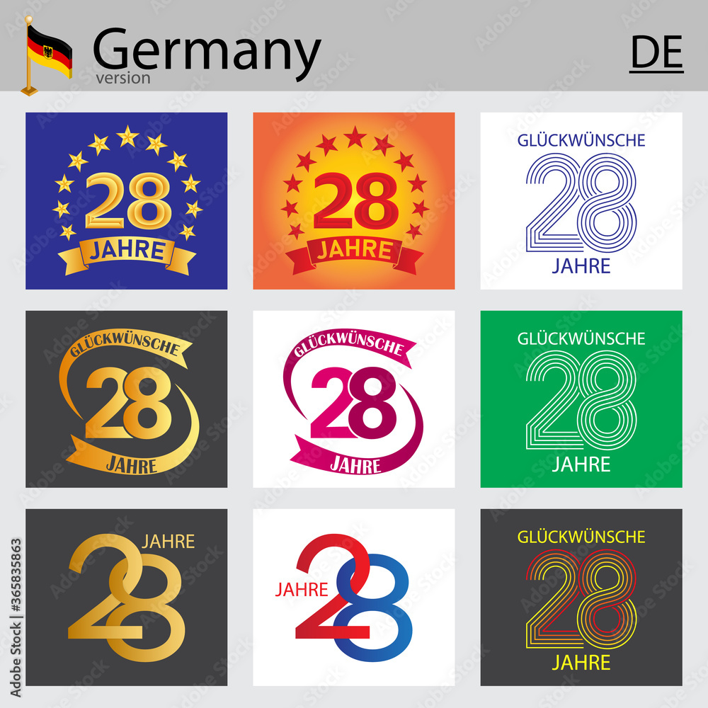 German set of number 28 templates