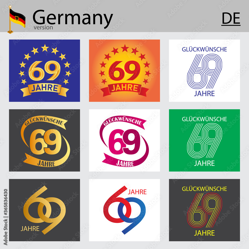 German set of number 69 templates