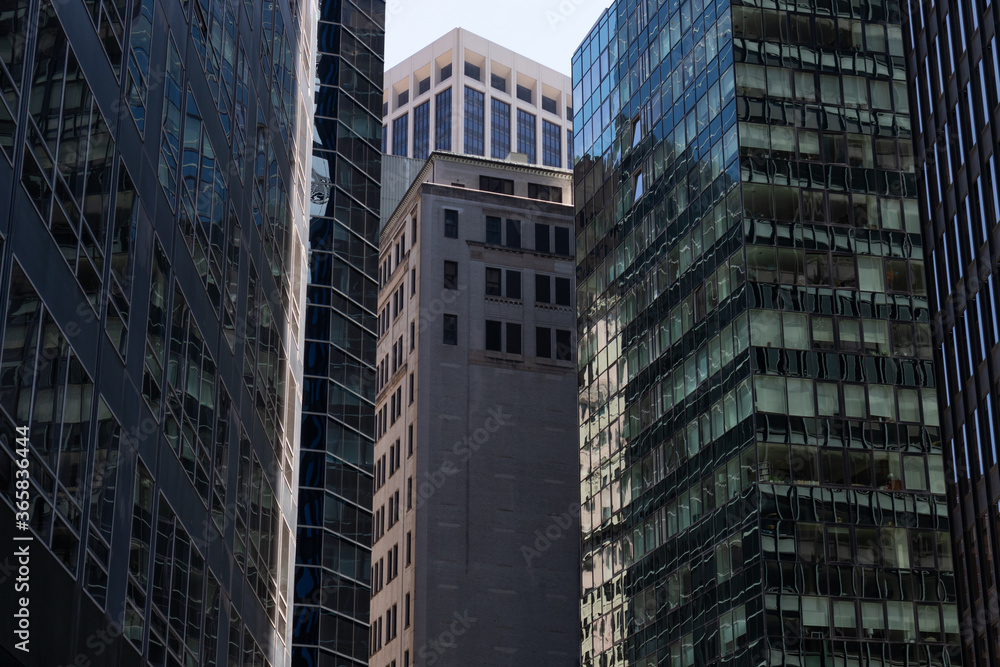 Naklejka premium A Variety of Office Skyscrapers in Lower Manhattan of New York City