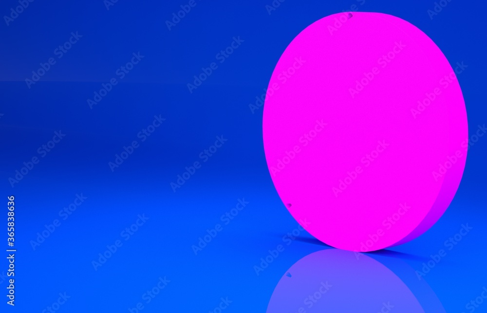 Pink Ancient Greek coin icon isolated on blue background. Minimalism concept. 3d illustration. 3D render..