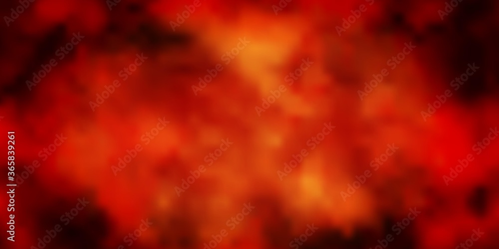 Dark Orange vector texture with cloudy sky. Colorful illustration with abstract gradient clouds. Template for websites.