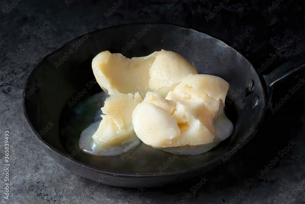rustic pan of duck goose fat
