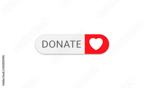 Voluntary and donation concept. Donate button icon. White button with white heart symbol isolated