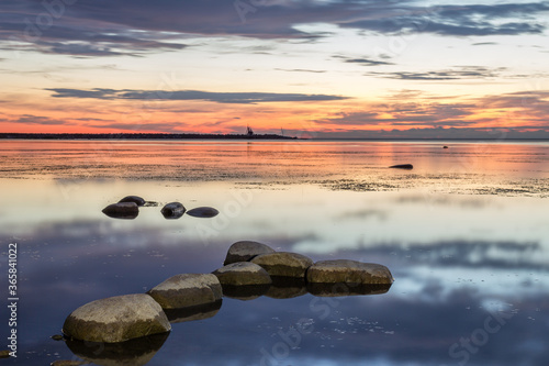 Summer morning landscape of Ladoga lake, Leningrad region, Russia photo