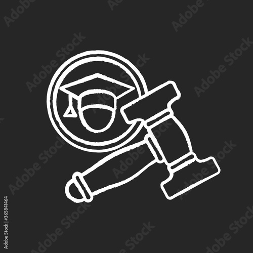 Student government chalk white icon on black background. University student organization. High school leader. Student activity center representative. Isolated vector chalkboard illustration
