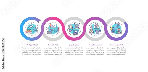 Holistay ideas vector infographic template. Picnic in park. Presentation design elements. Data visualization with 5 steps. Process timeline chart. Workflow layout with linear icons