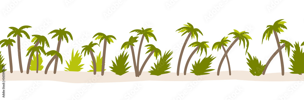 Obraz premium vector seamless pattern for fabric, textile and print. tropical ocean shore with palm trees.