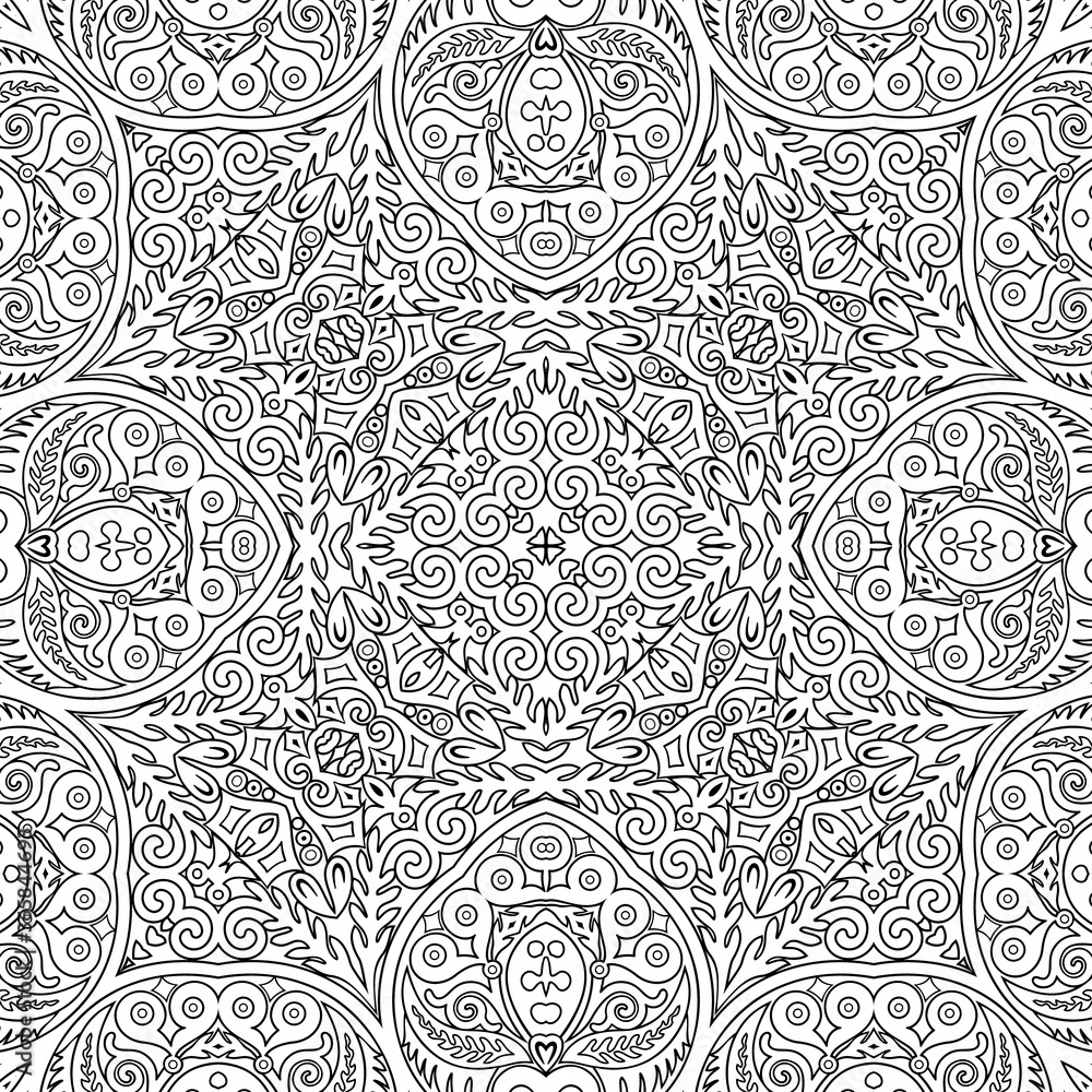 Obraz premium Vector ethnic line art hand drawn background