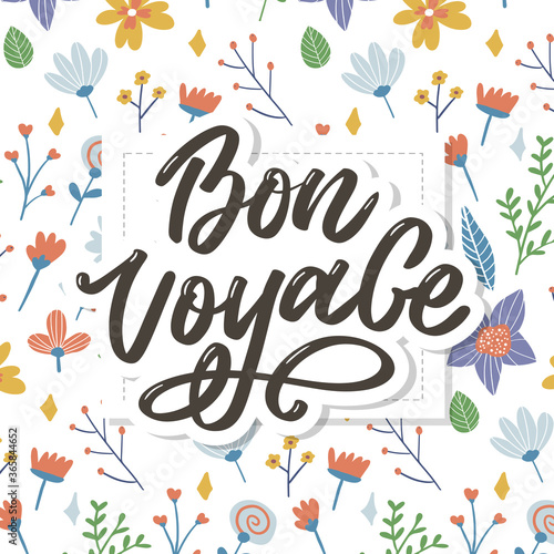Bon Voyage Hand Lettering Vector Calligraphy Travel