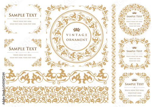 vintage ornament set. decorative borders and frames.