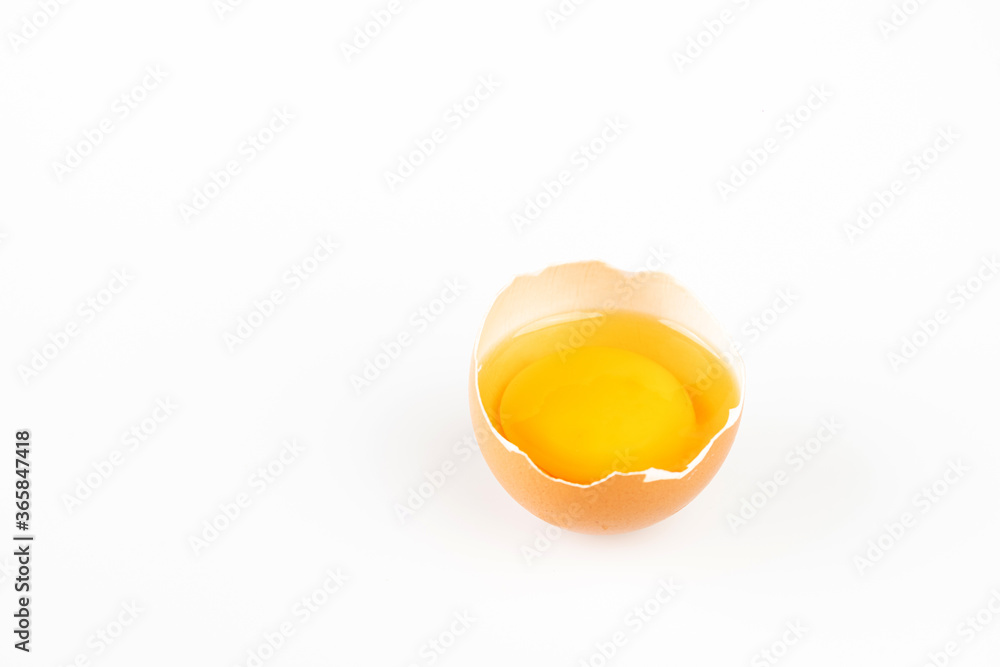 Close up of an egg isolated on white background