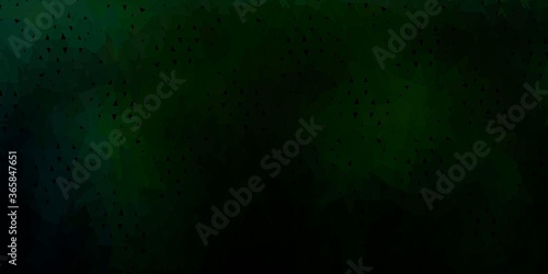 Dark green vector abstract triangle backdrop.