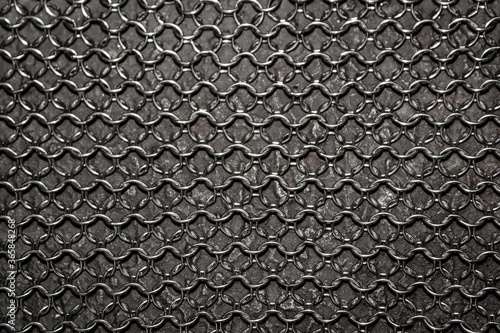 Renaissance Chainmail Black and Silver Horizontal Background Texture