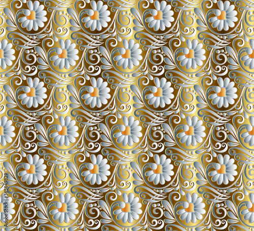 Modern volumetric floral ornamental background