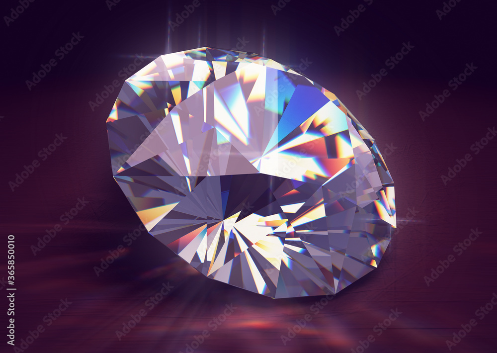 Shining diamond on a purple background close-up. 3d illustration Shining diamond on a purple background close-up. 3d illustration