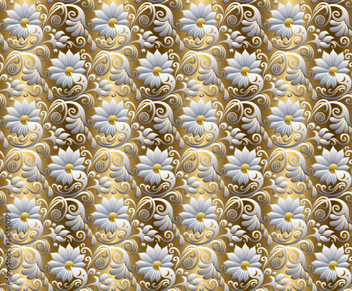 Modern volumetric floral ornamental background