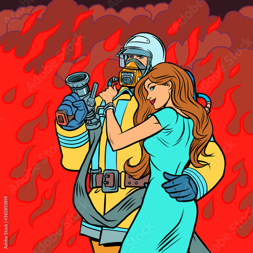 a firefighter saves a woman