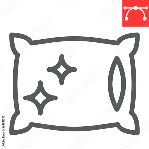 Pillow cleaning line icon, dry cleaning and laundry, pillow sign vector graphics, editable stroke linear icon, eps 10.