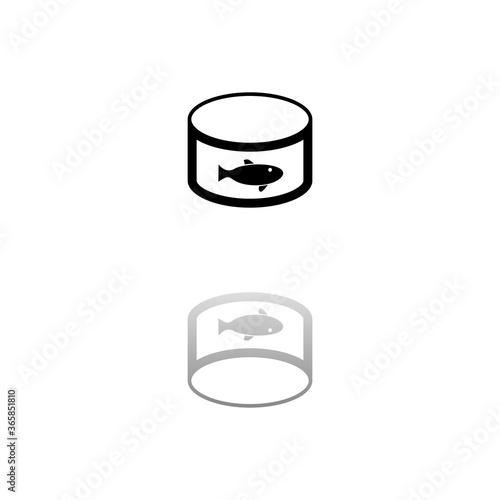 Can with label tuna fish icon flat